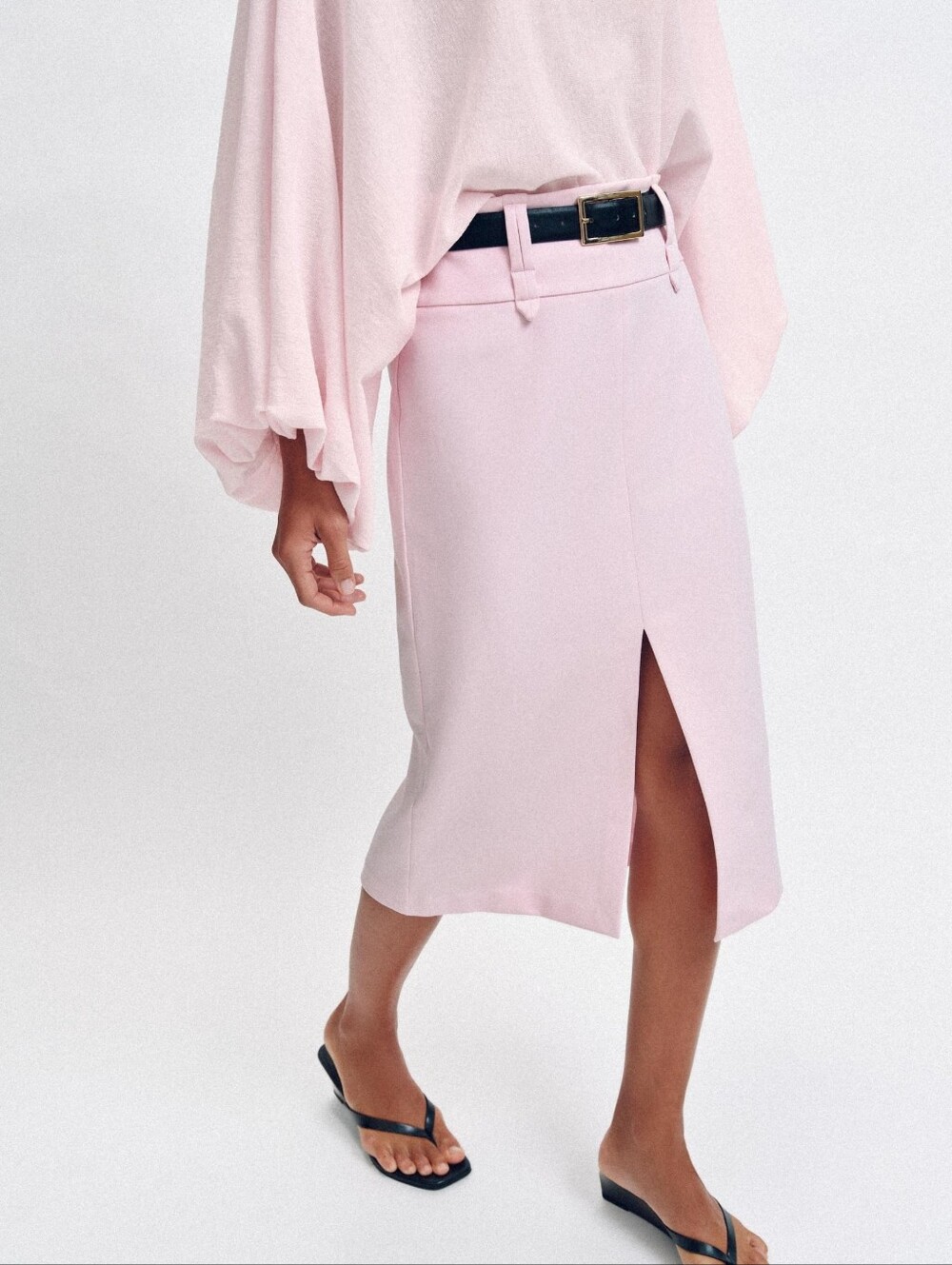 Zara Belted Midi Pencil Skirt Size M